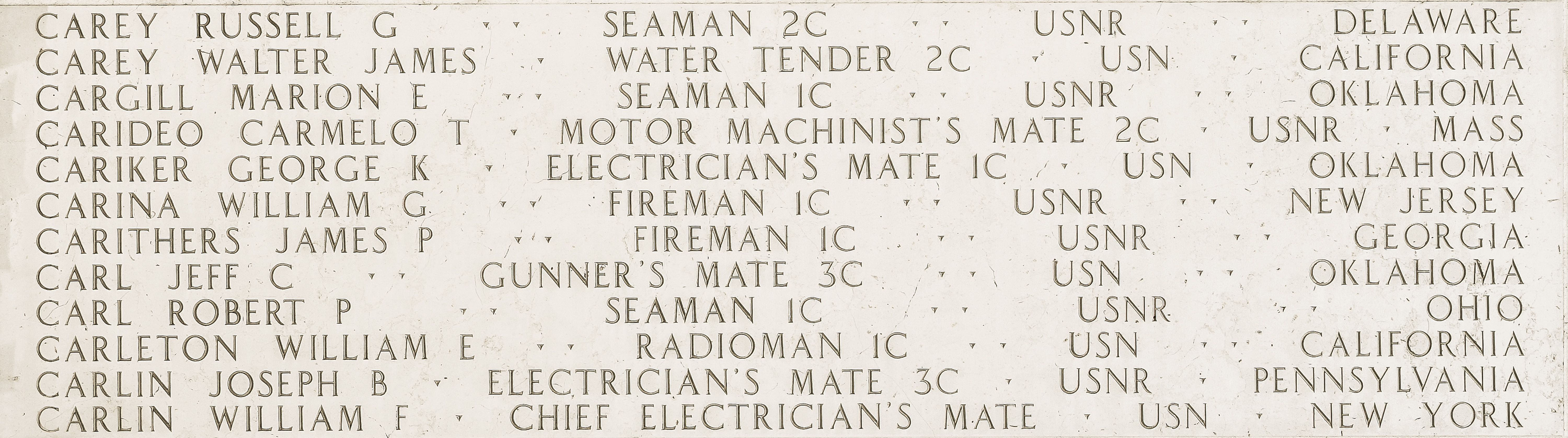 James P. Carithers, Fireman First Class